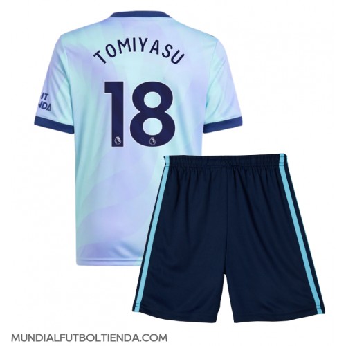 Camiseta Arsenal Takehiro Tomiyasu #18 Tercera Equipación Replica 2024-25 para niños mangas cortas (+ Pantalones cortos)